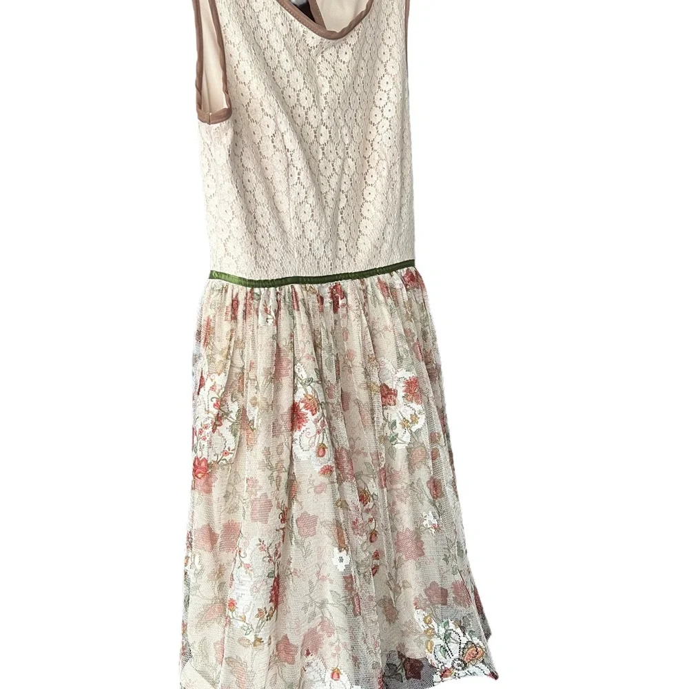 Mystic Tie Backnit Lace Skirt Dress Cottagecore Fairy Sz M Zipper on Side. - Picture 3 of 13